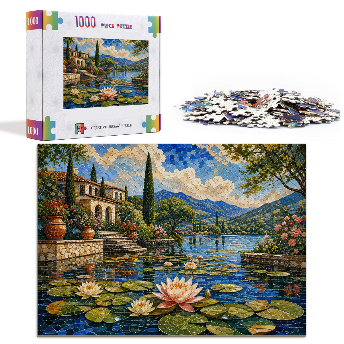 Vibrant Water-Lily Pond Landscape Puzzle - puzzle product view