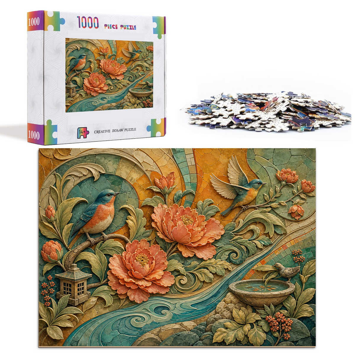 Rainwashed Sculpted Floral Relief Landscape Puzzle - puzzle product view
