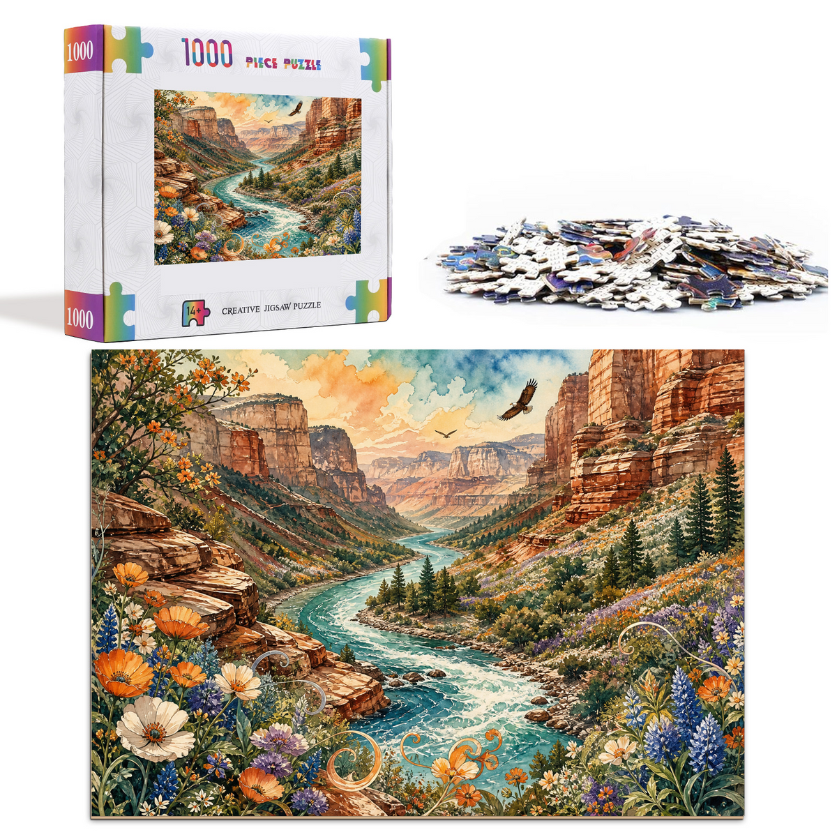 Aurora Wildflower Canyon River Landscape Puzzle - puzzle product view