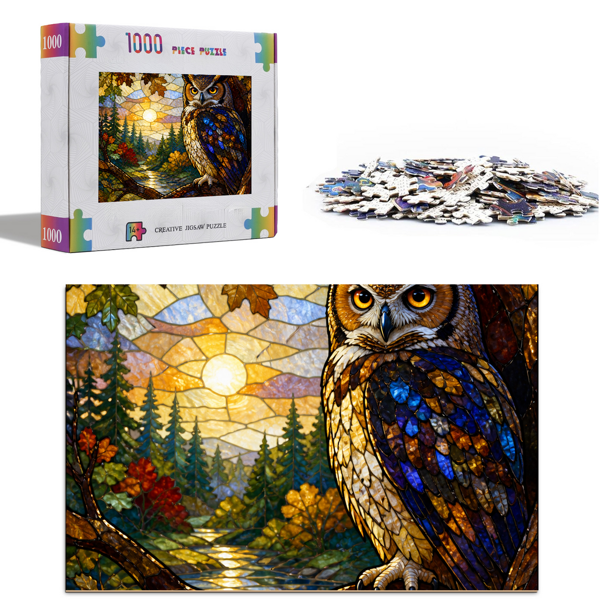 Vibrant Owls Portrait Puzzle - puzzle product view