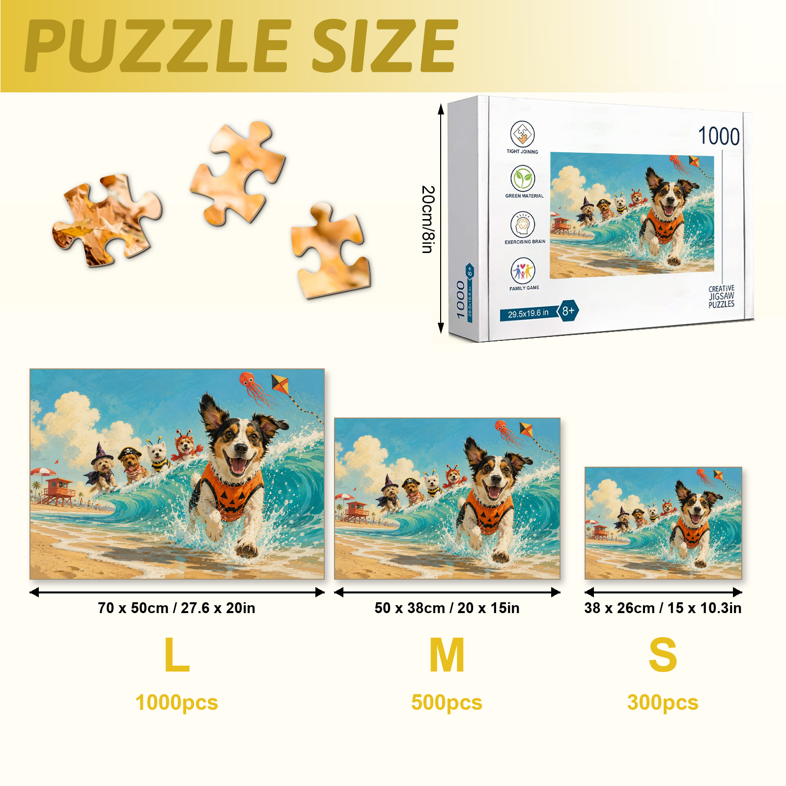 Halloween Dogs Surf Parade 1000 Piece Puzzle - puzzle detail view