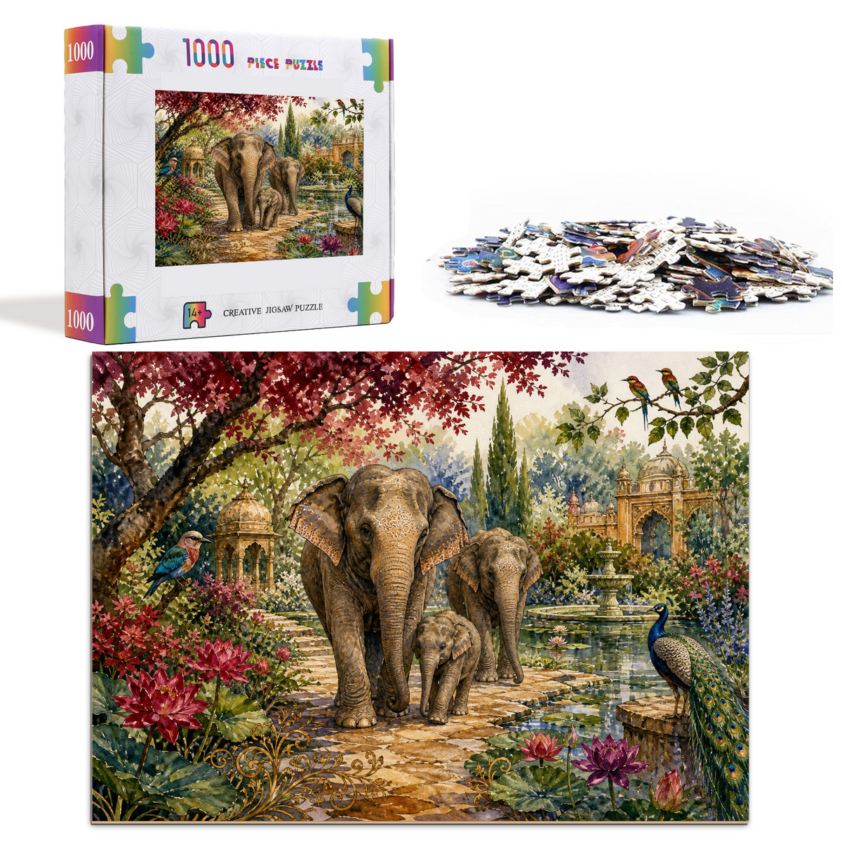 Hidden Elephant Garden Family Landscape Puzzle - puzzle product view