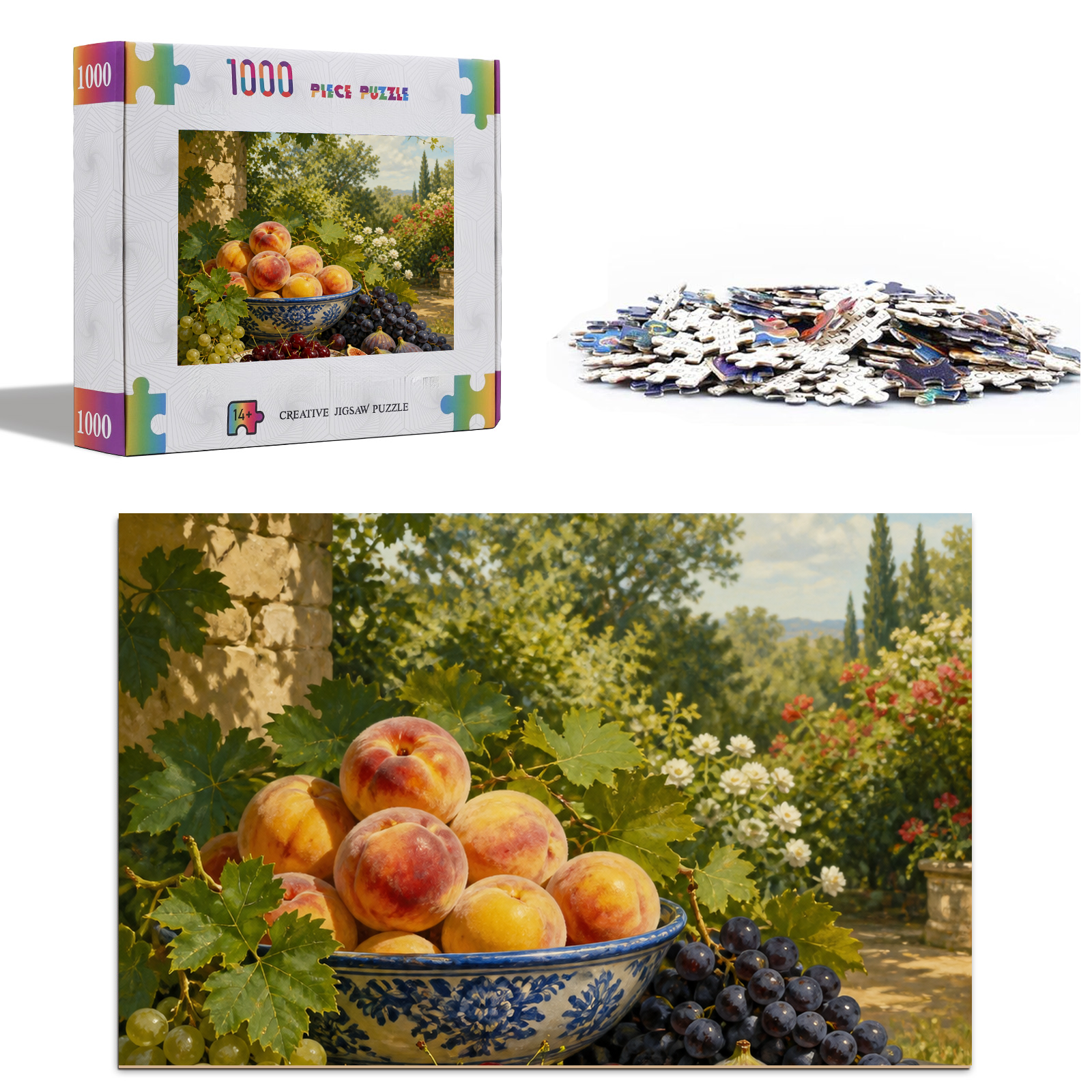 Golden Hour Summer Fruit Table Botanical Lithograph Portrait Puzzle - puzzle product view