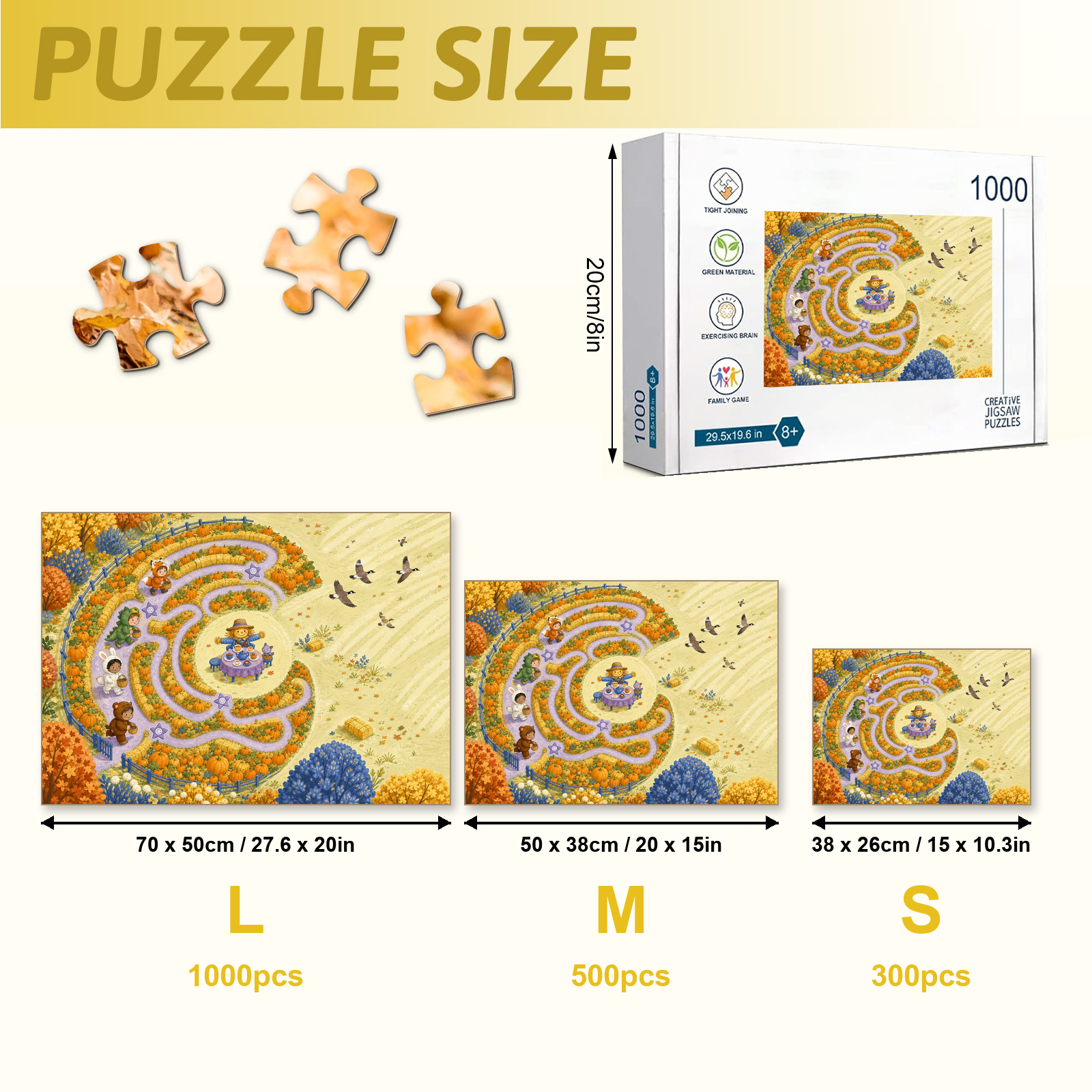 Crescent Pumpkin Maze 1000 Piece Puzzle - puzzle detail view