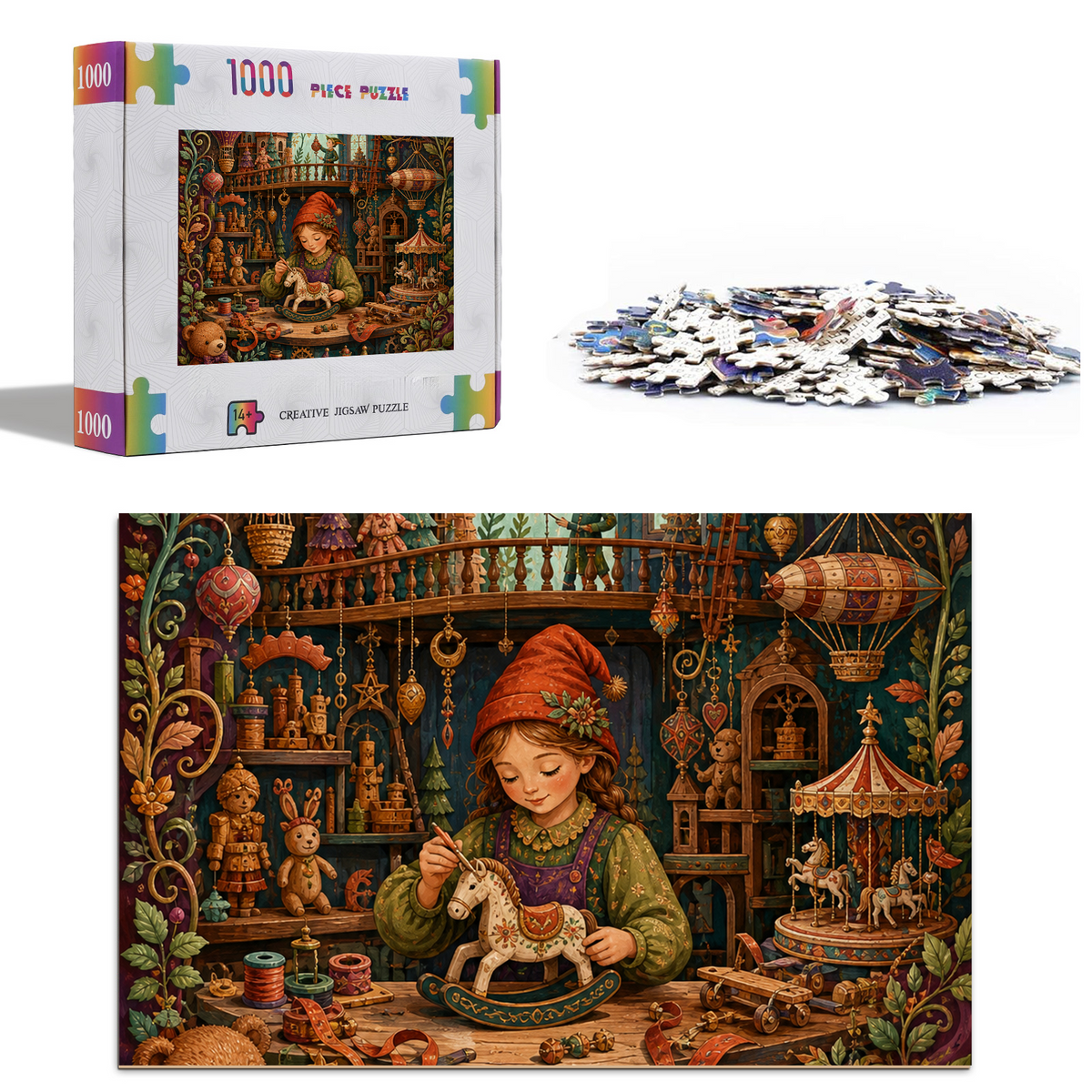 Amber Holiday Toy Workshop Portrait Puzzle - puzzle product view