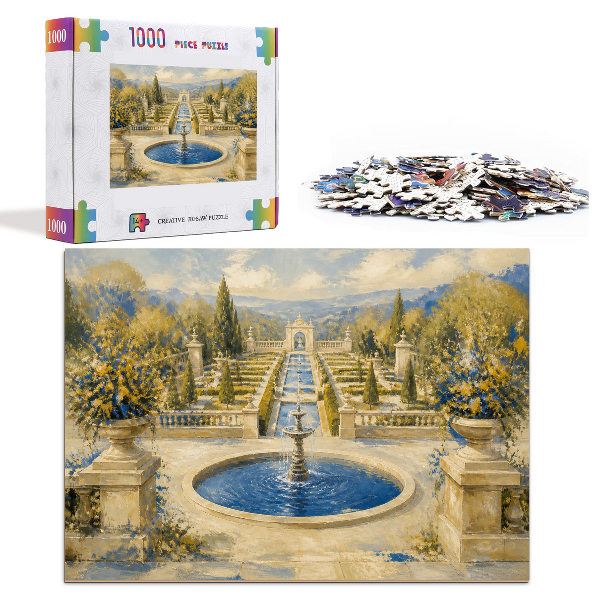 Rain Washed Geometric Garden Tile Mural Landscape Puzzle - puzzle product view