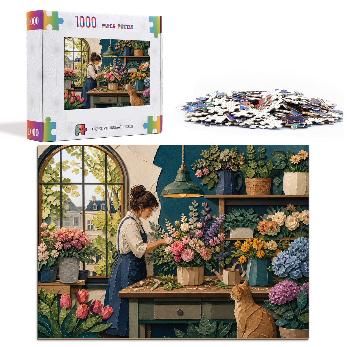 Story-Rich Flower Shop Landscape Puzzle - puzzle product view