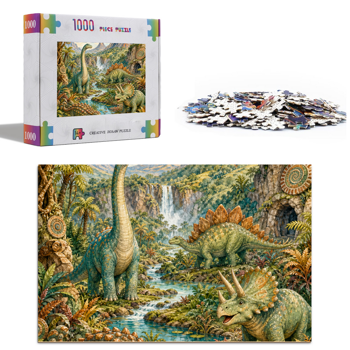 Enchanted Friendly Dinosaur Valley Portrait Puzzle - puzzle product view