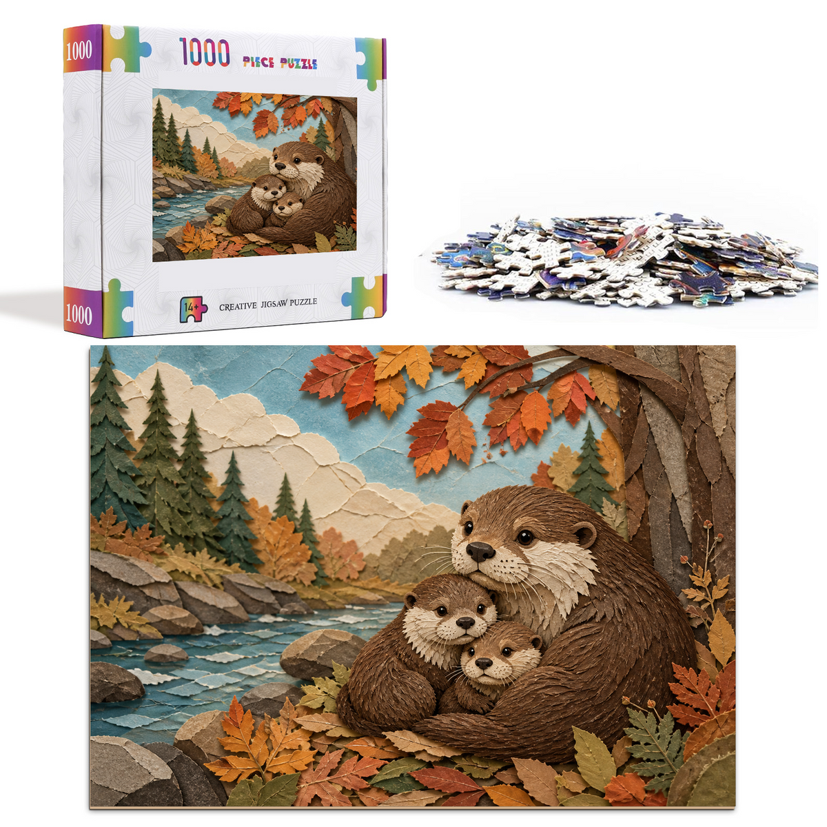 Quiet Otter Family Landscape Puzzle - puzzle product view