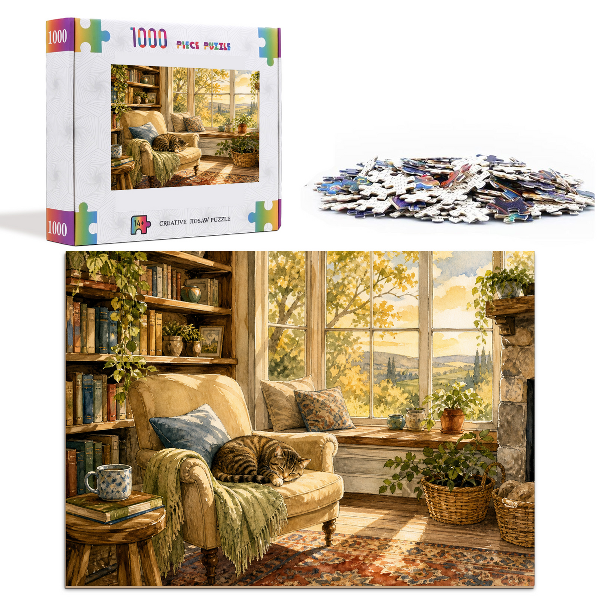 Golden-Hour Reading Nook Landscape Puzzle - puzzle product view