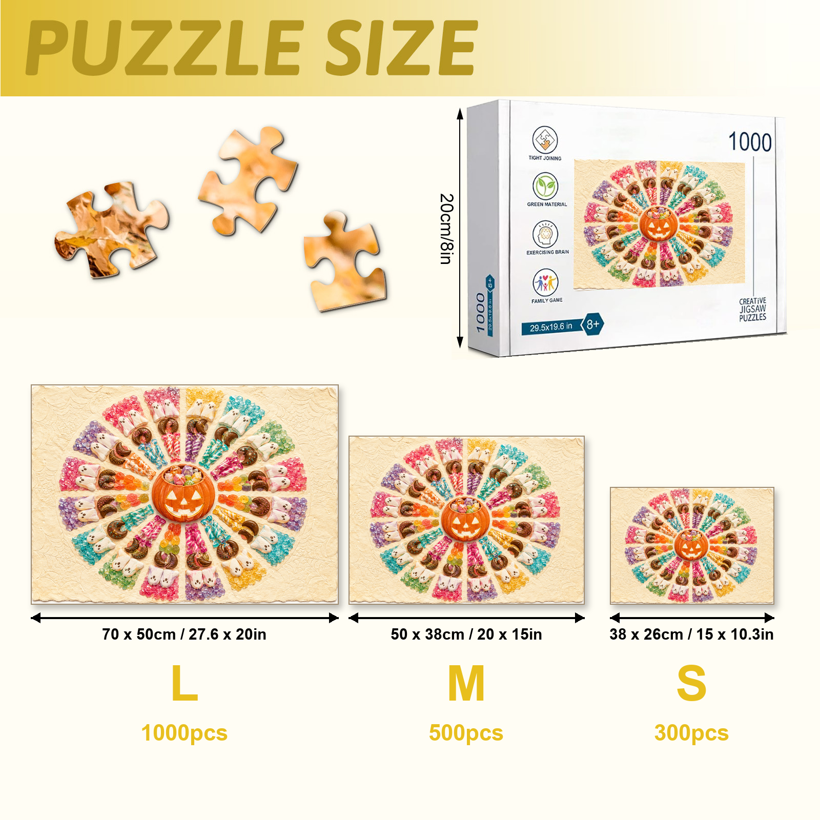 Halloween Candy Kaleidoscope 1000 Piece Puzzle - puzzle detail view