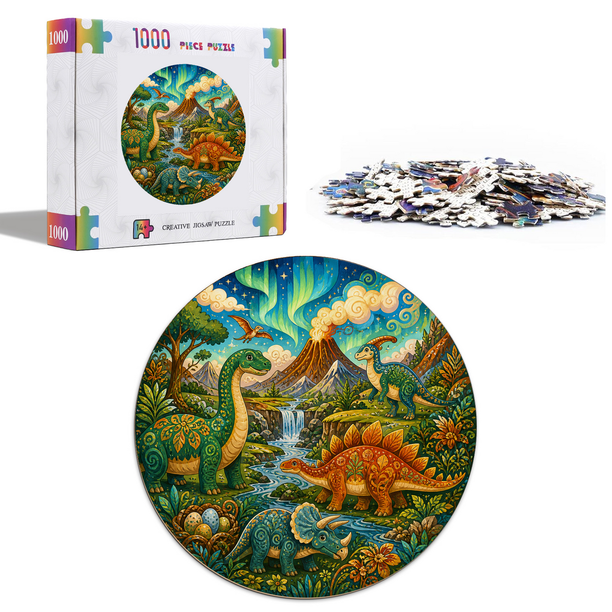 Aurora Friendly Dinosaur Valley Round Puzzle - puzzle product view