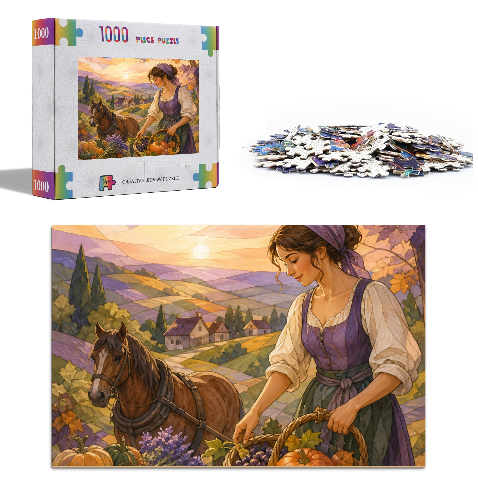 Quiet Harvest Festival Stained Glass Portrait Puzzle - puzzle product view