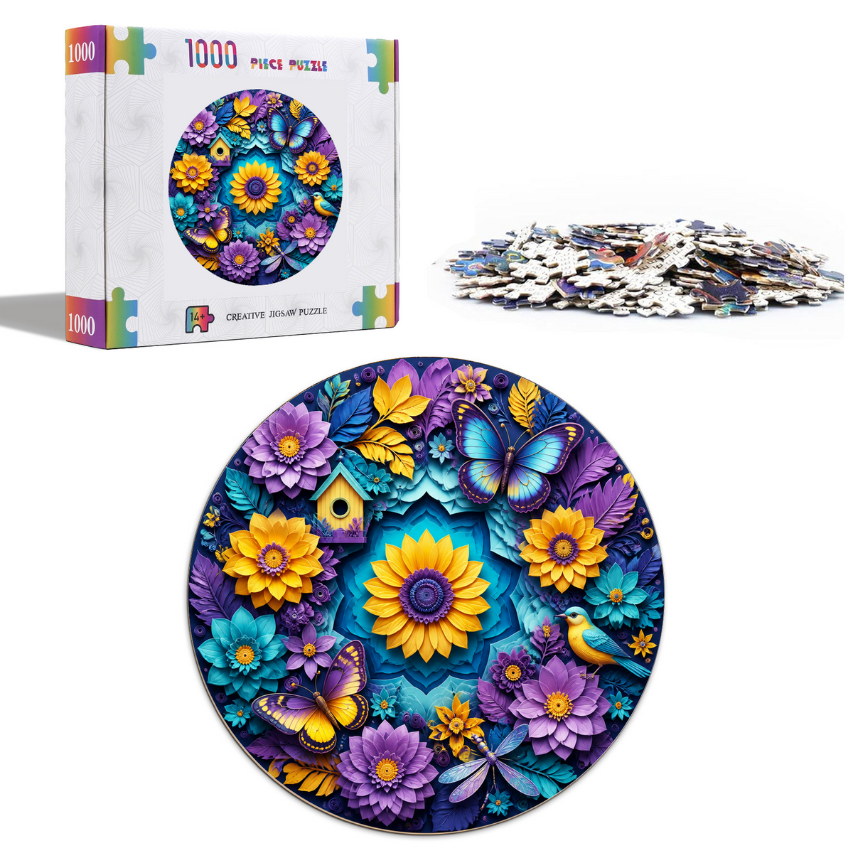 Radiant Paper Garden Symphony Round Puzzle - puzzle product view