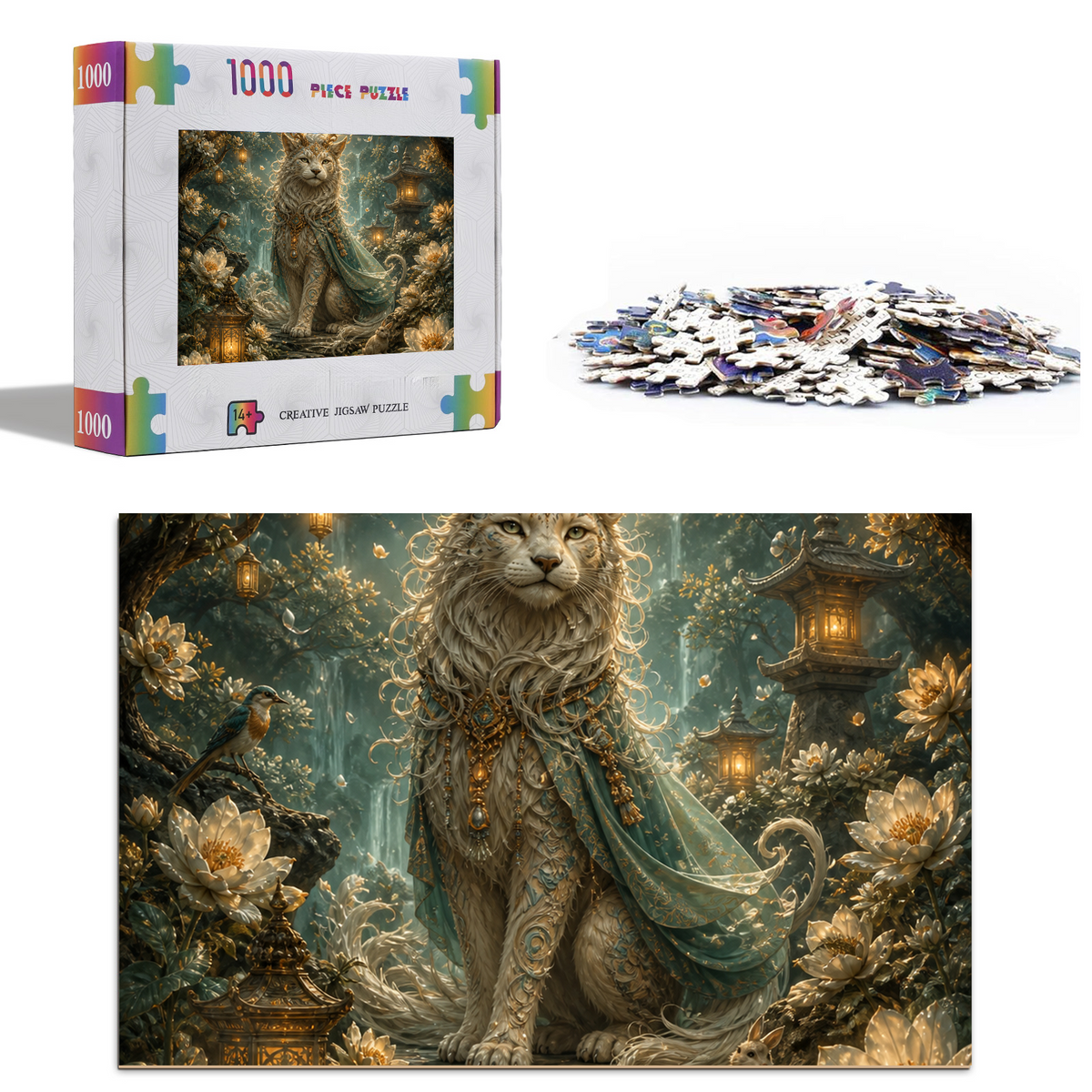 Misty Moon Garden Guardian Portrait Puzzle - puzzle product view