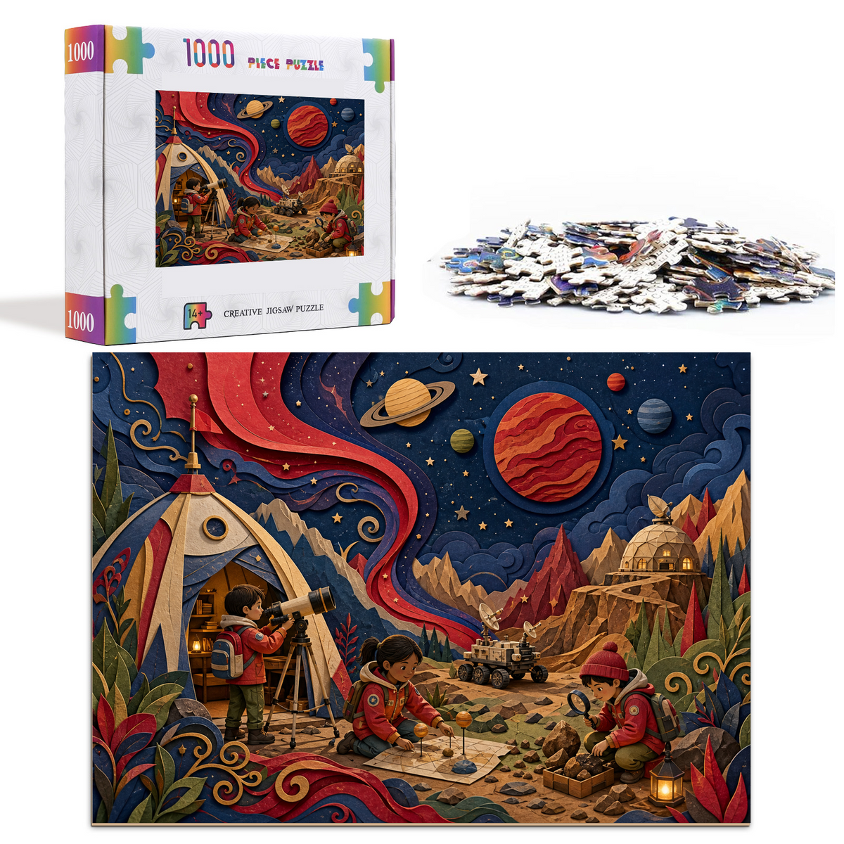 Starlit Space Explorer Camp Landscape Puzzle - puzzle product view