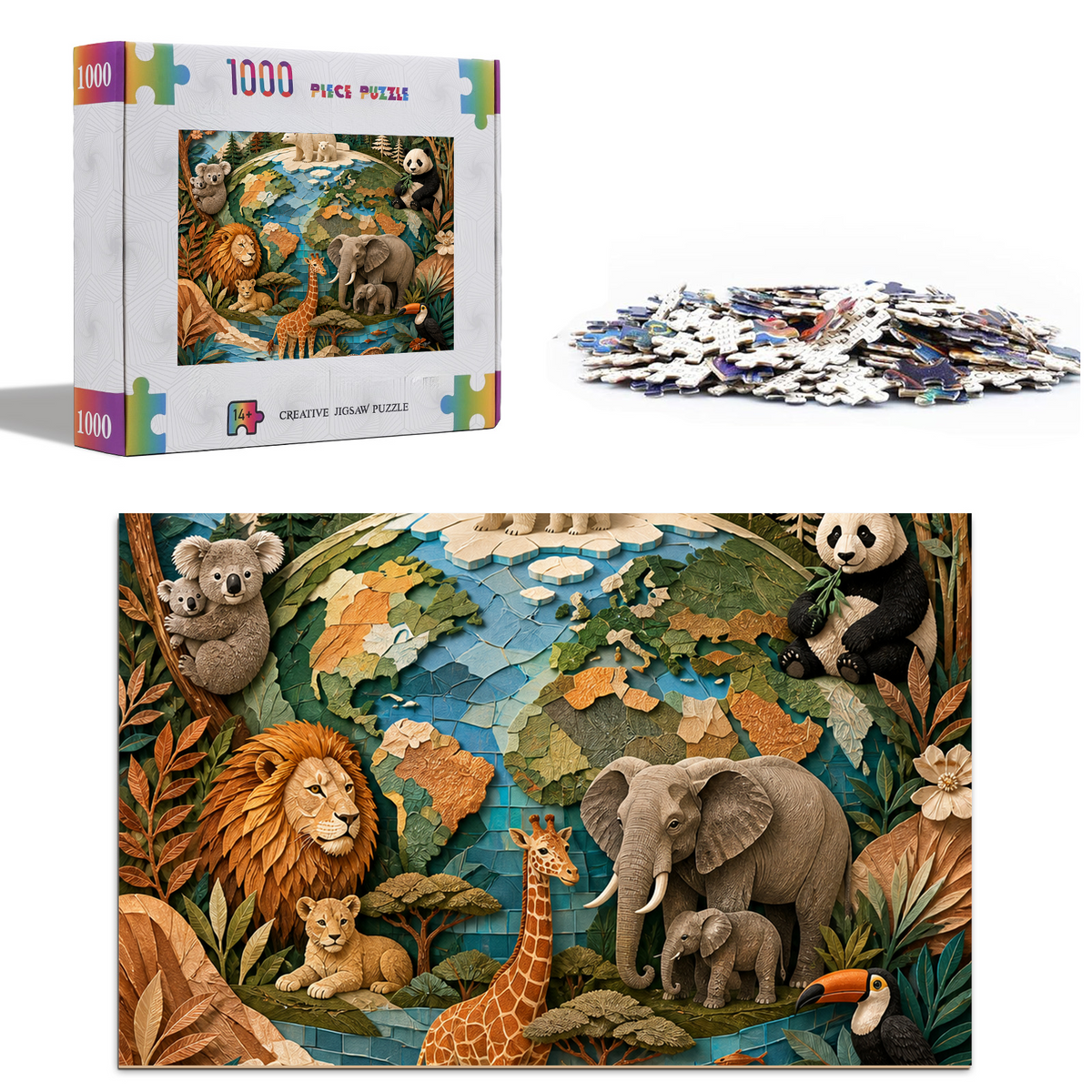 Secret Around the World Animals Portrait Puzzle - puzzle product view