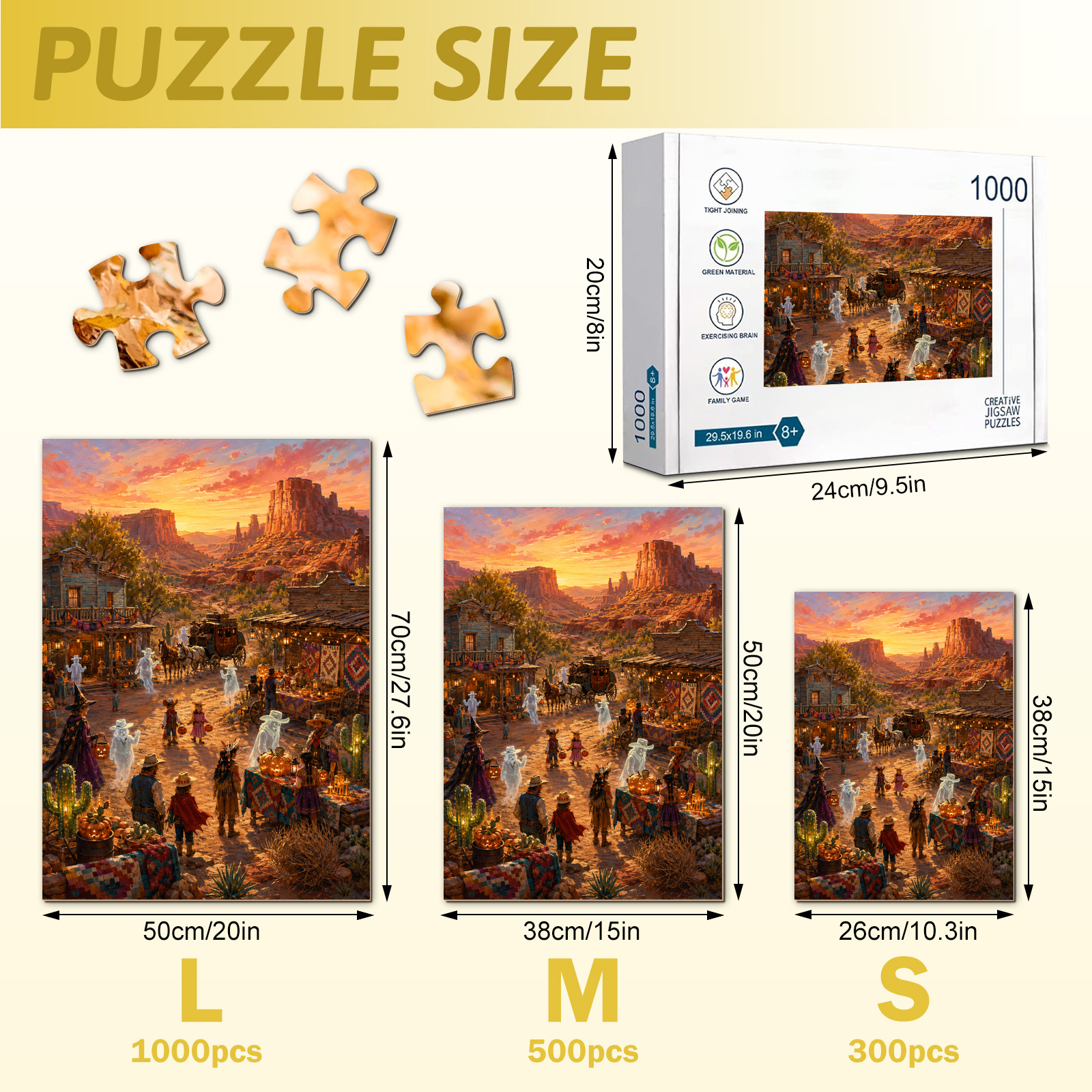 Sunset Halloween Ghost Town Jigsaw Puzzle - puzzle detail view