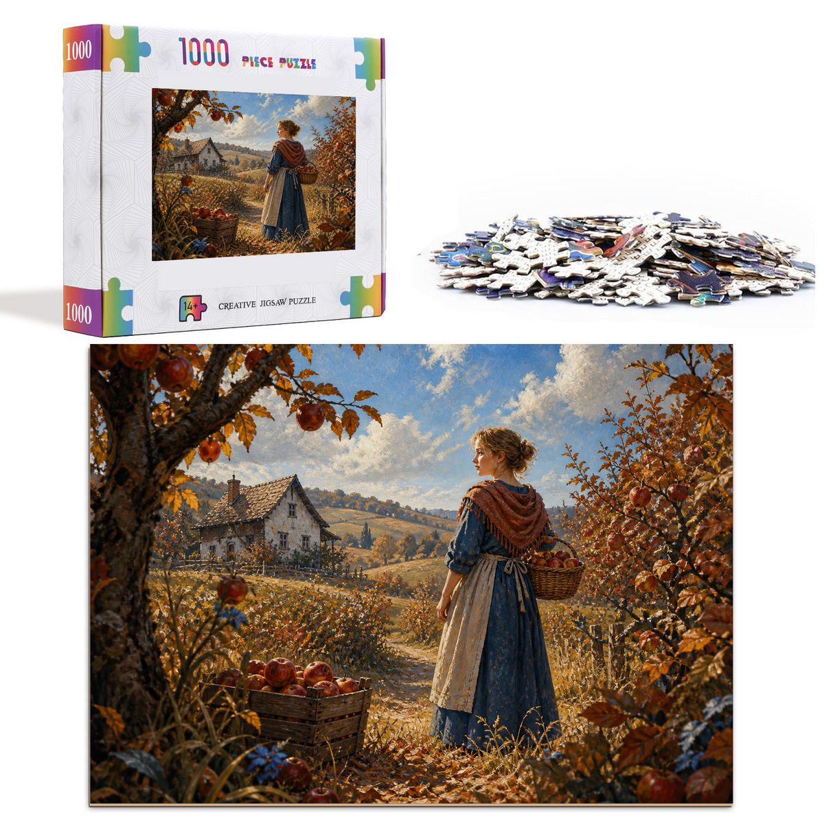 Rain Washed Autumn Apple Orchard Character Illustration Landscape - puzzle product view