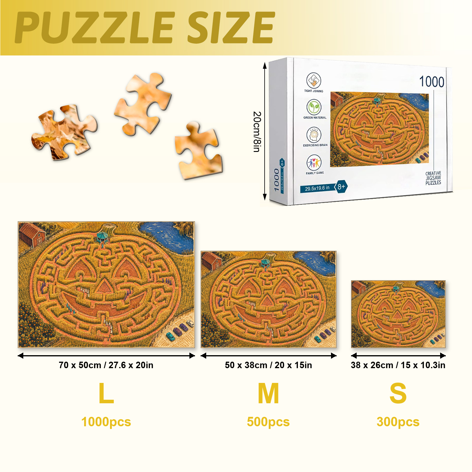 Pumpkin Corn Maze 1000 Piece Halloween Puzzle - puzzle detail view