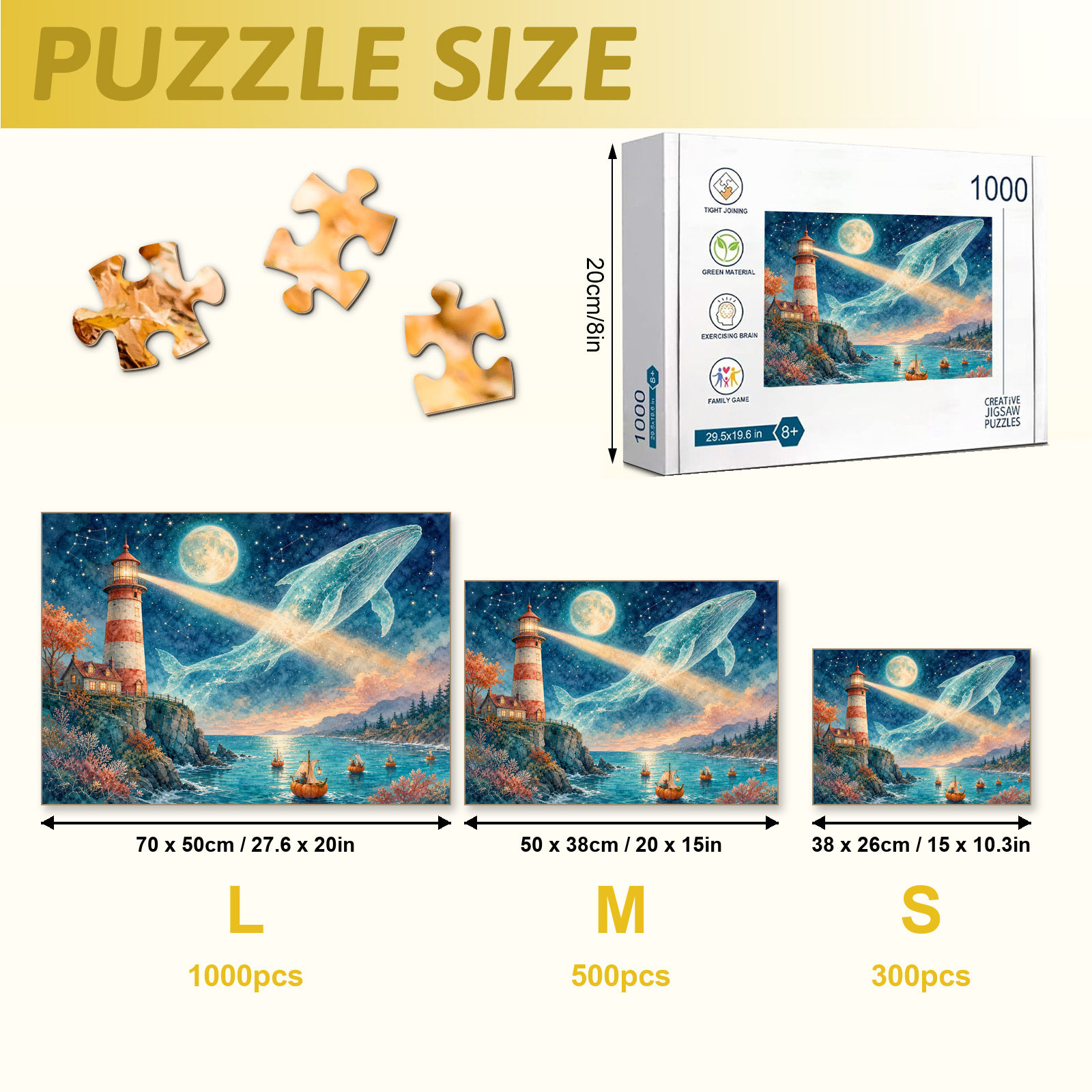 Ghost Whale Lighthouse 1000 Piece Puzzle - puzzle detail view