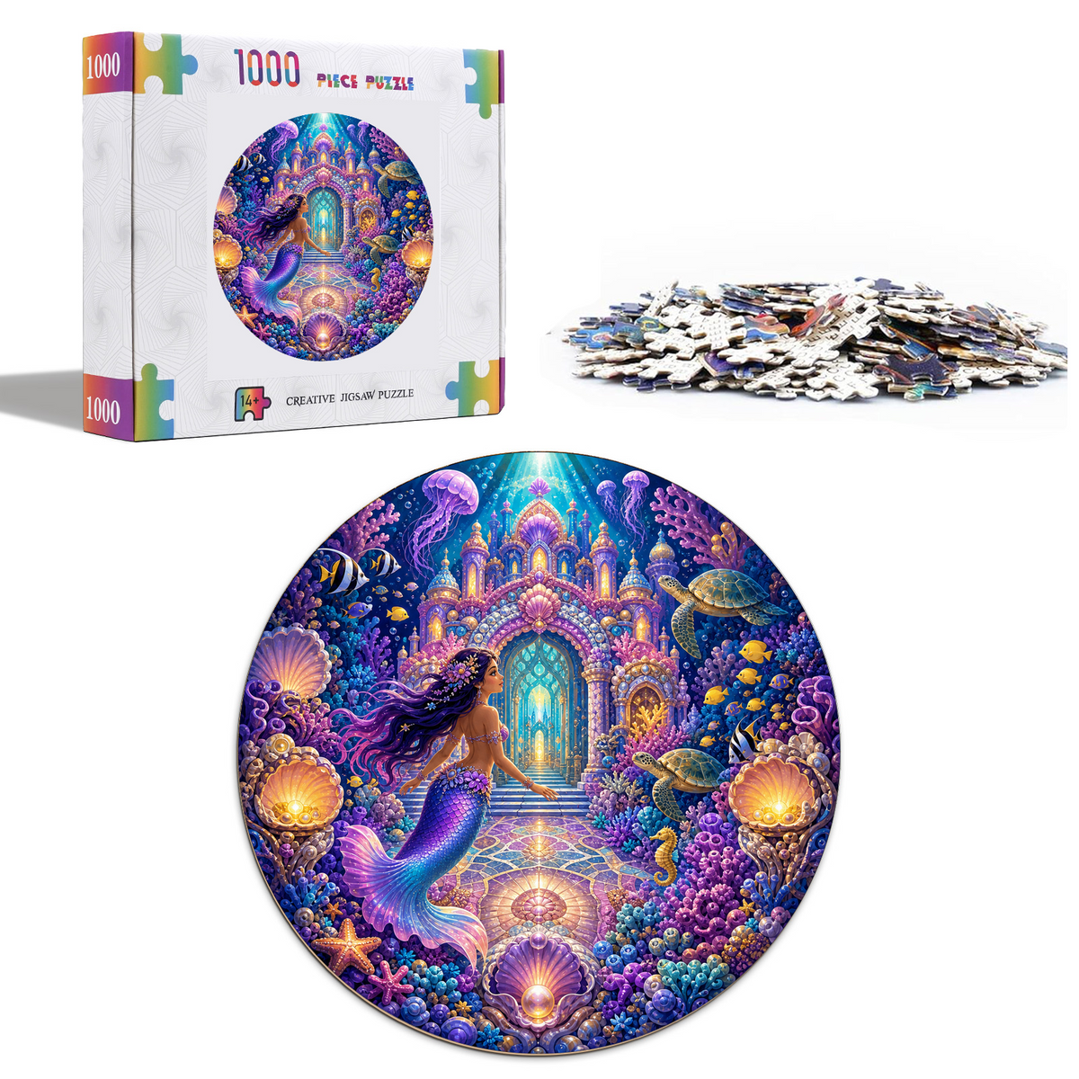 Wildflower Mermaid Coral Palace Round Puzzle - puzzle product view