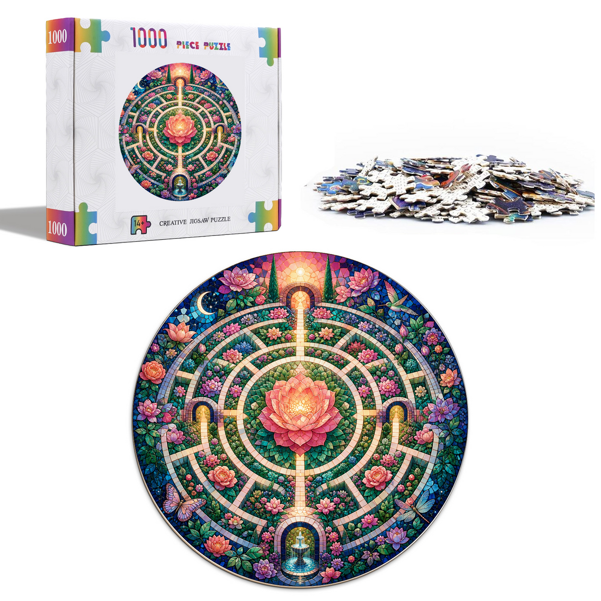 Radiant Floral Labyrinth Round Puzzle - puzzle product view