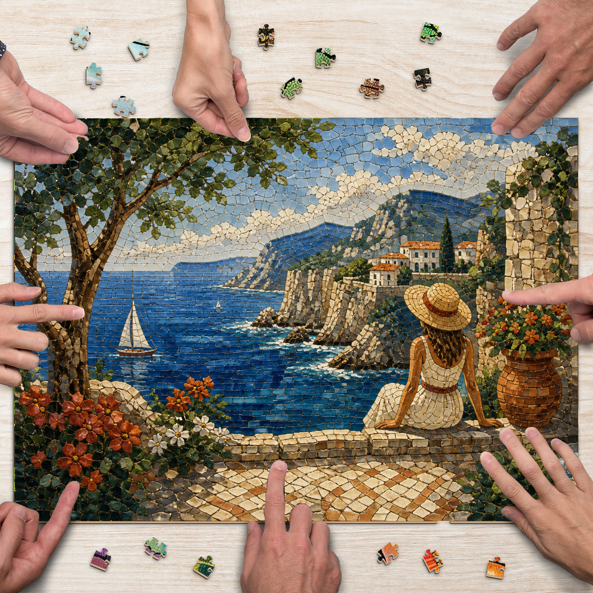 Vibrant Coastal Cliffs Landscape Puzzle - puzzle product view