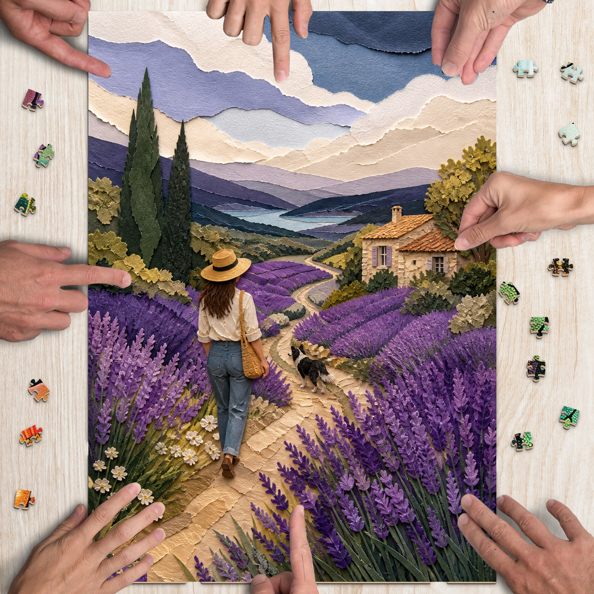 Rain-Washed Lavender Hills Portrait Puzzle - puzzle product view