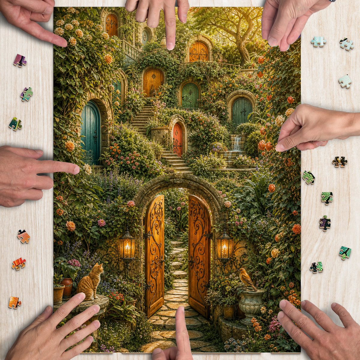 Amber Secret Garden Doors Portrait Puzzle - puzzle product view