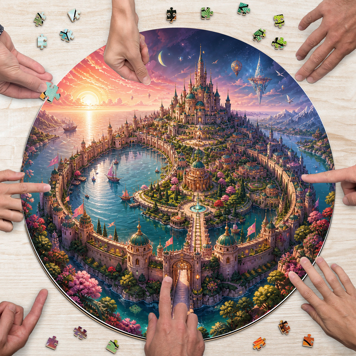 Velvet Crescent Castle City Round Puzzle - puzzle product view