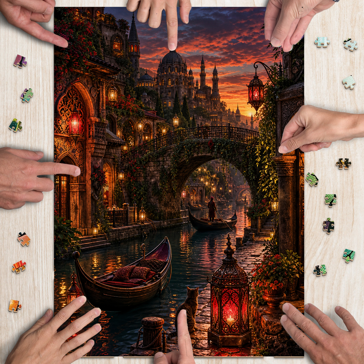 Aurora Canal Lantern Quarter Portrait Puzzle - puzzle product view