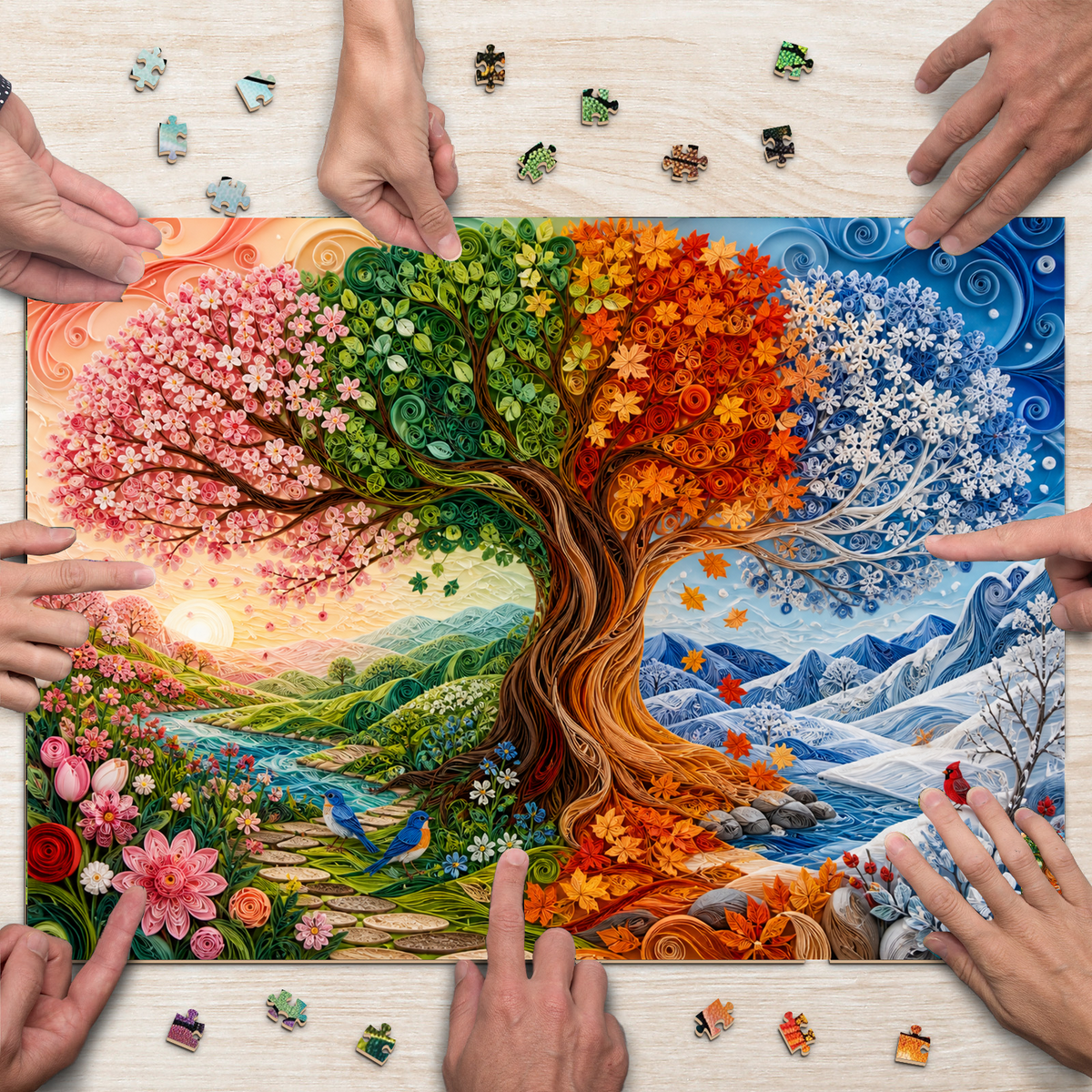 Whispering Four Seasons Tree Landscape Puzzle - puzzle product view