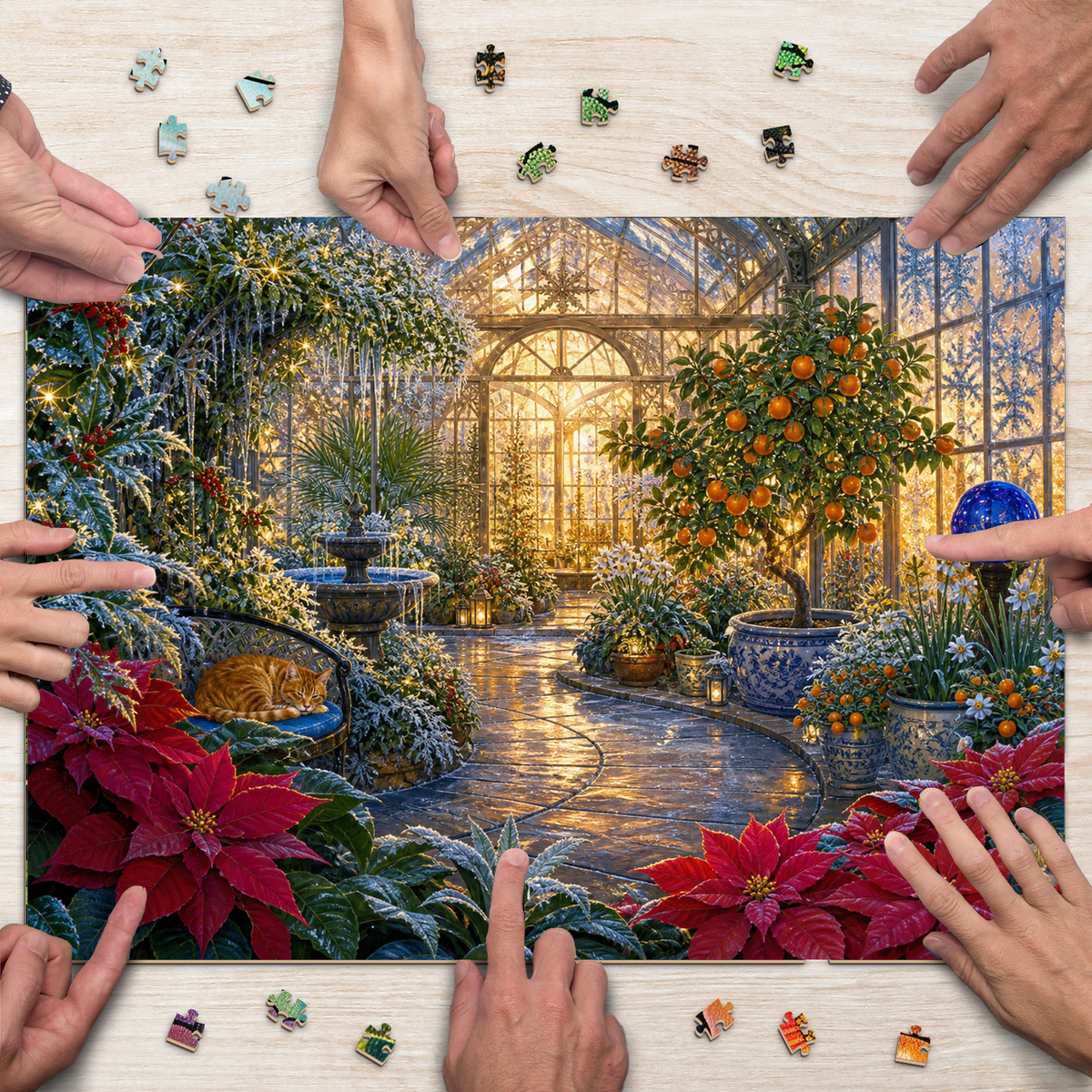 Golden Frosted Greenhouse Landscape Puzzle - puzzle product view