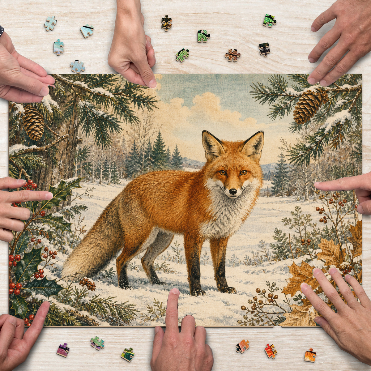 Vibrant Red Fox Landscape Puzzle - puzzle product view