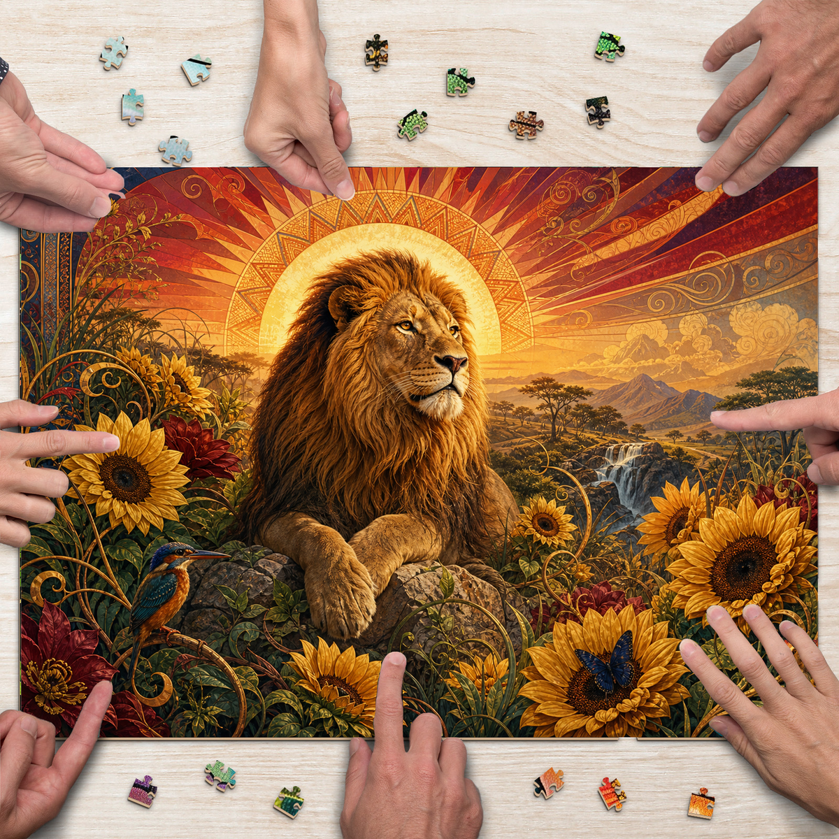 Aurora Lion Sun Garden Landscape Puzzle - puzzle product view