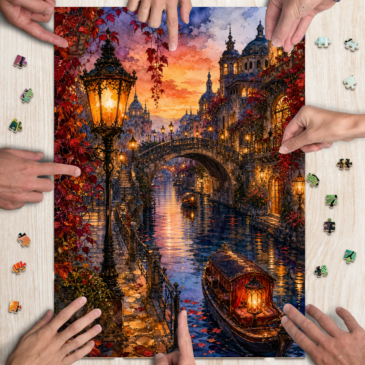 Amber Canal Lantern Quarter Portrait Puzzle - puzzle product view