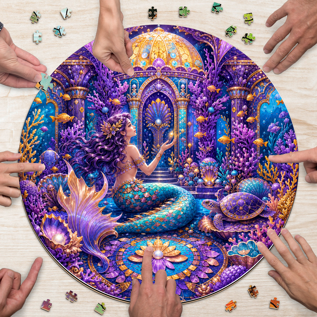 Copperleaf Mermaid Coral Palace Round Puzzle - puzzle product view