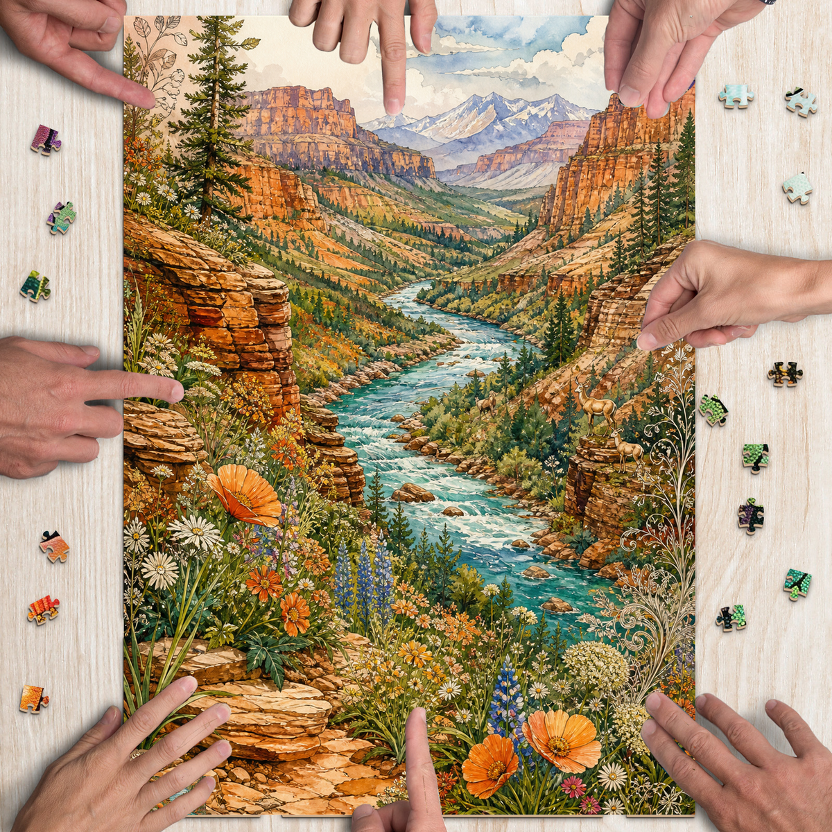 Amber Wildflower Canyon River 266 Portrait Puzzle - puzzle product view