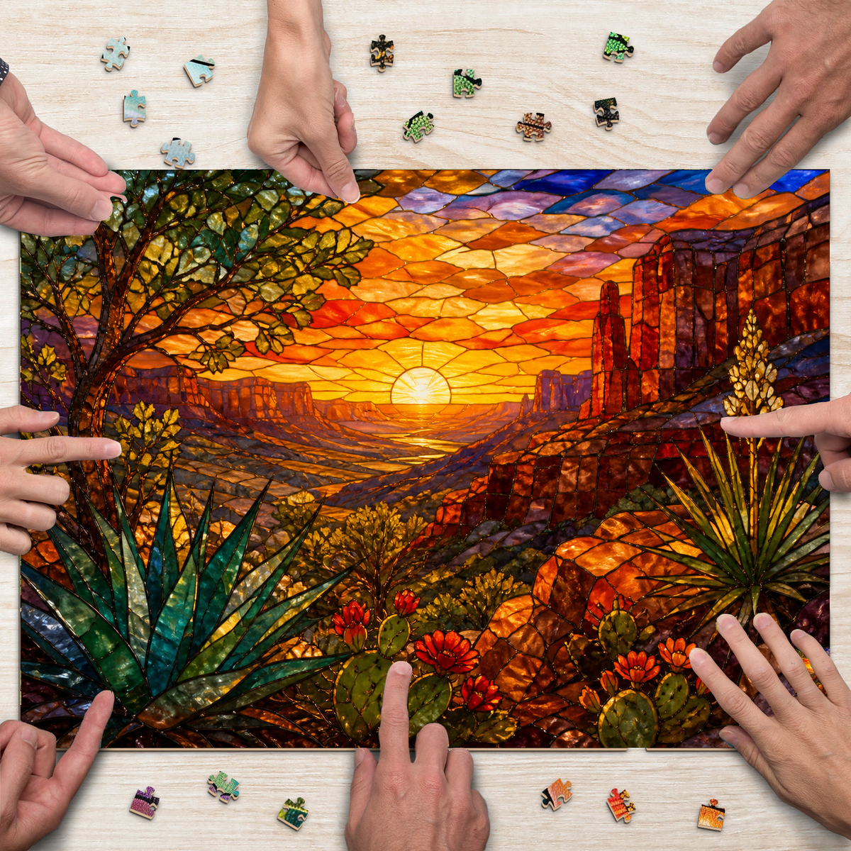 Golden-Hour Desert Canyon Landscape Puzzle - puzzle product view