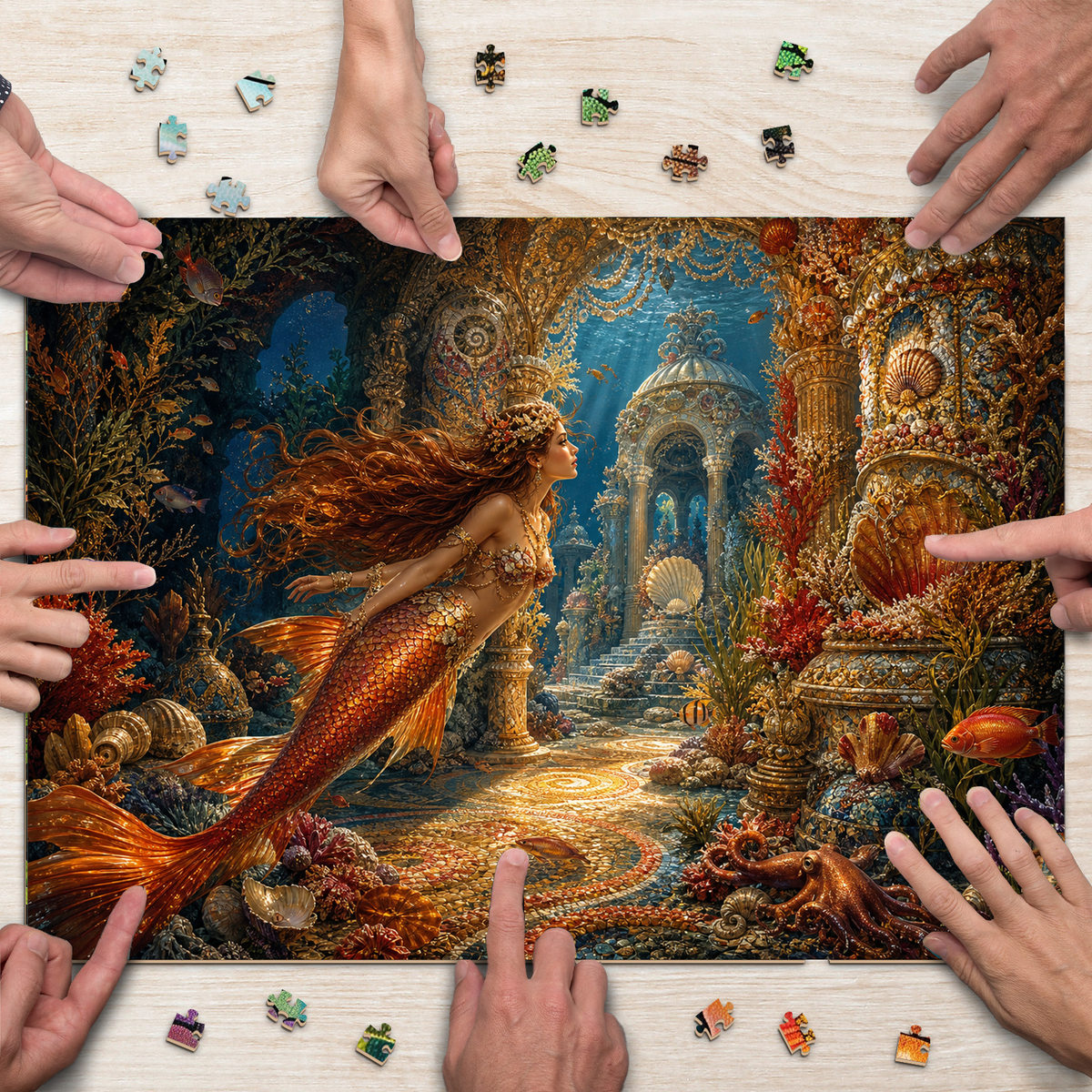 Amber Mermaid Coral Palace Landscape Puzzle - puzzle product view