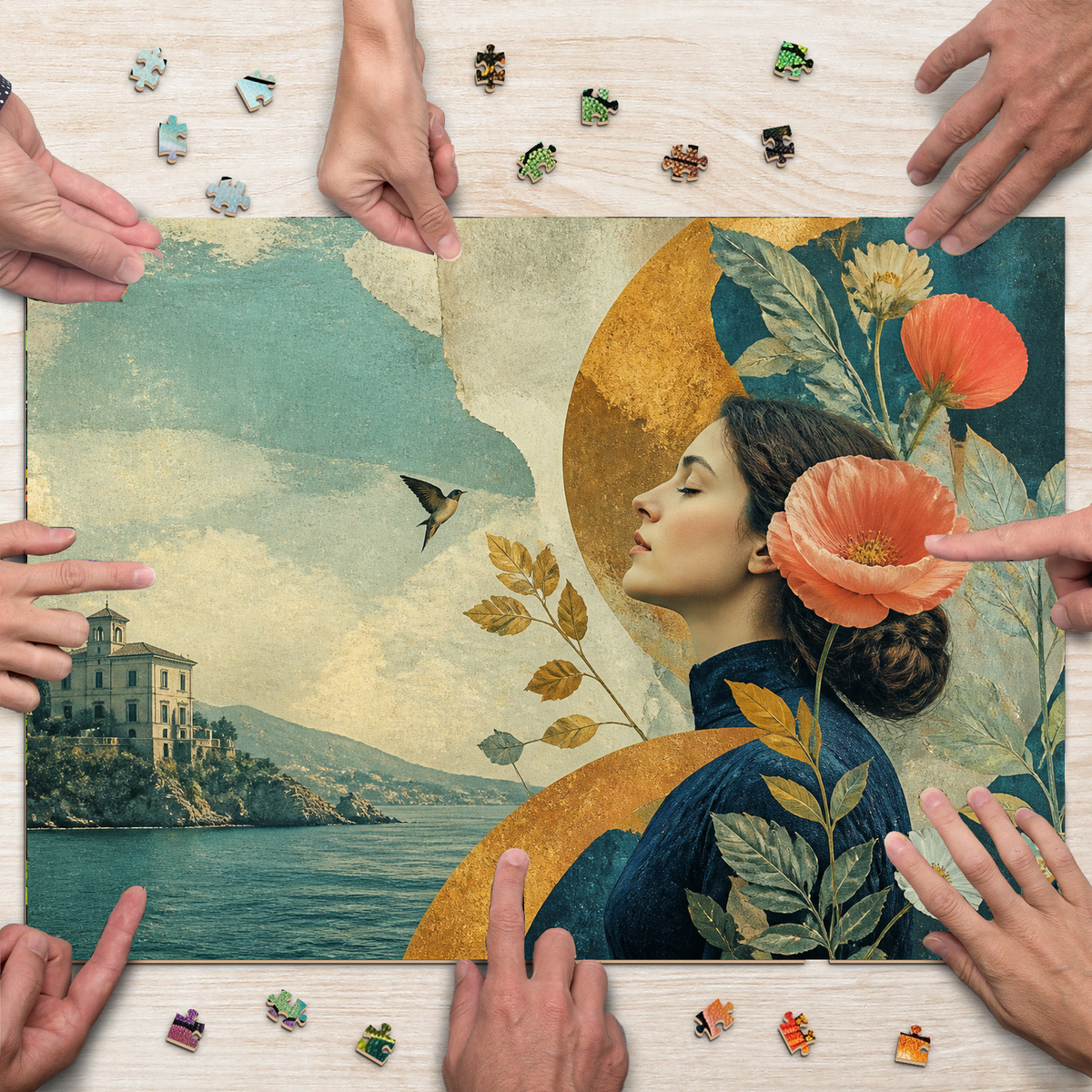 Story Rich Botanical Still Life Surreal Collage Landscape Puzzle - puzzle product view