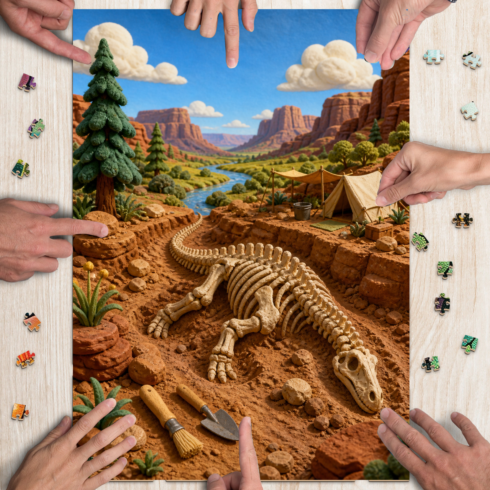 Sunlit Dinosaur Discovery Valley Soft 3d Storybook Portrait Puzzle - puzzle product view