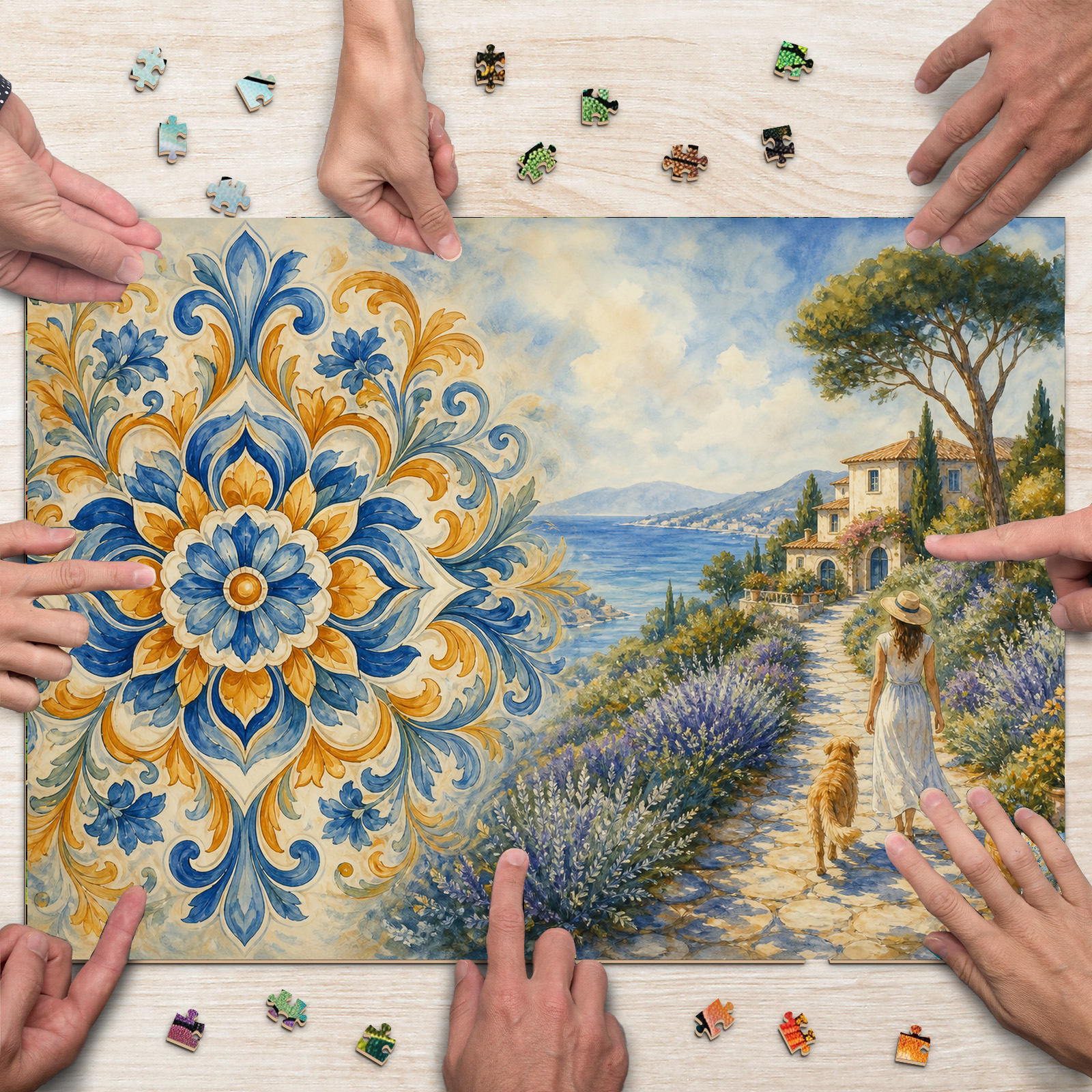Rain Washed Ceramic Mural Mandala Ornamental Landscape Puzzle - puzzle product view