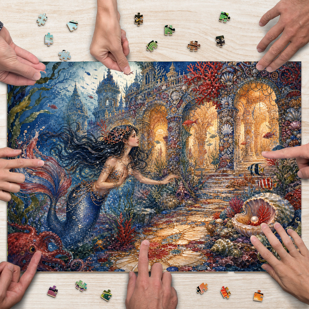 Misty Mermaid Coral Palace Landscape Puzzle - puzzle product view