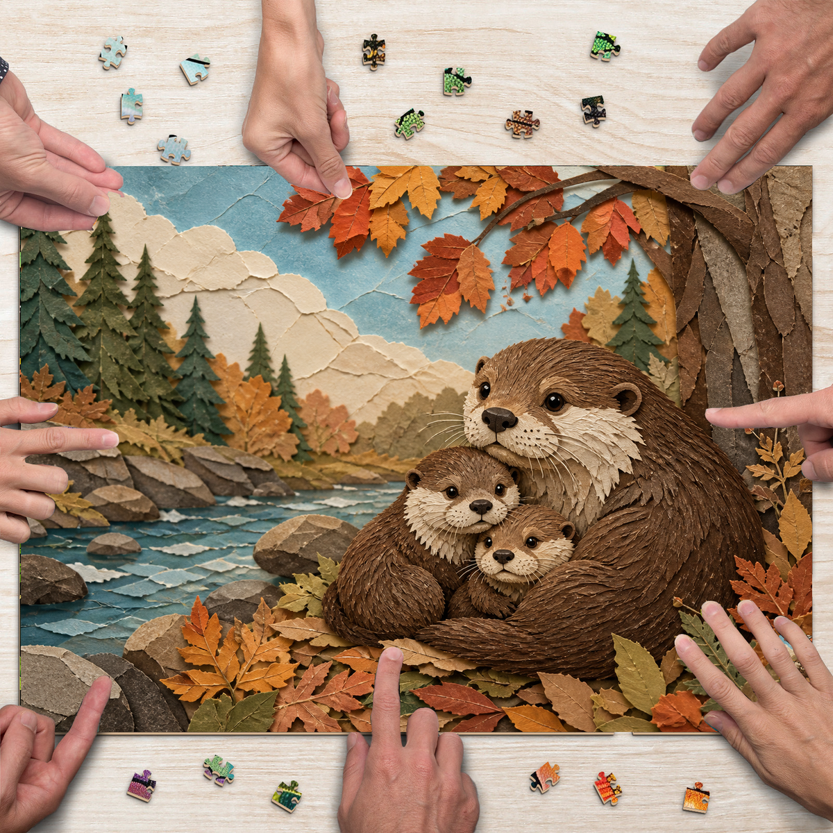 Quiet Otter Family Landscape Puzzle - puzzle product view