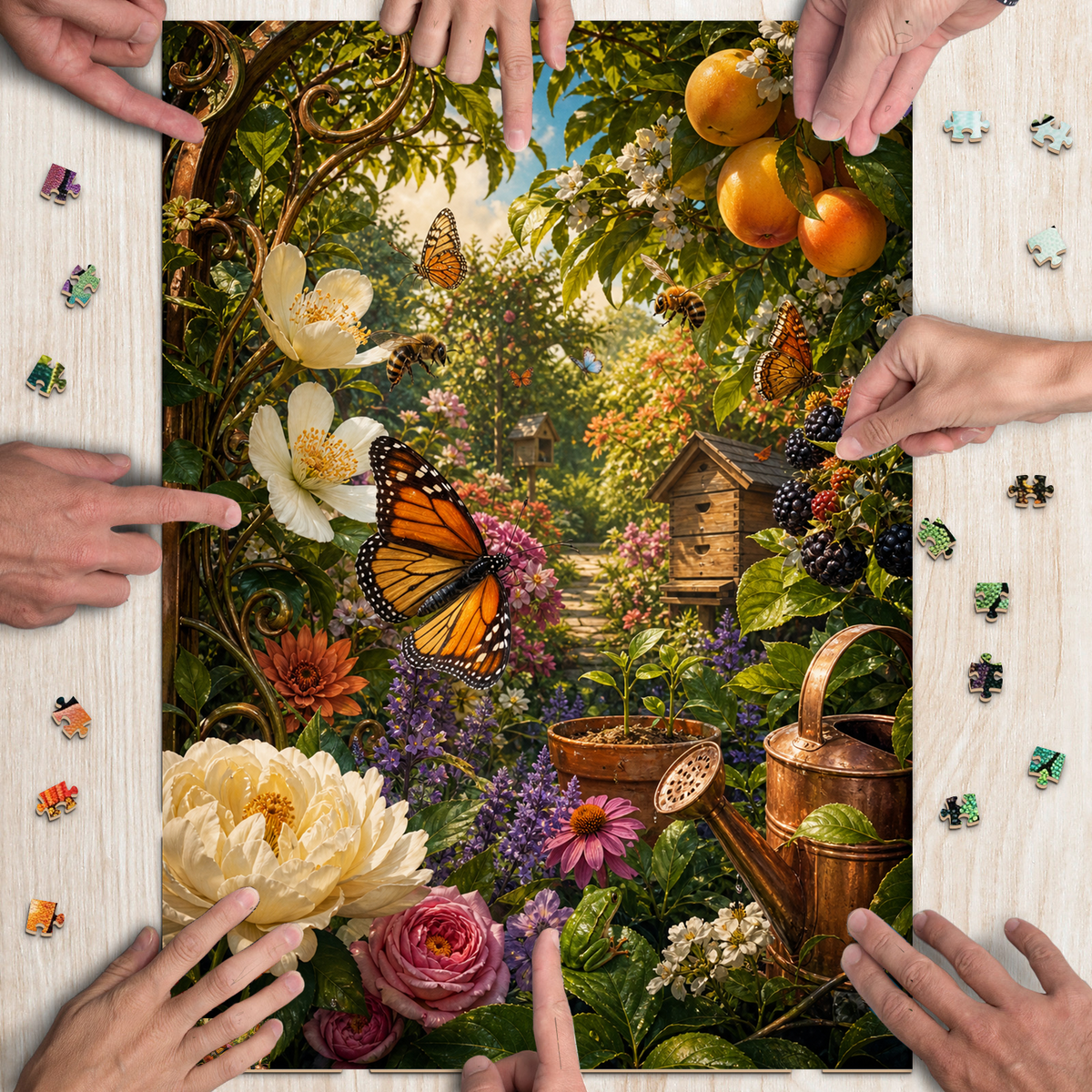 Hidden Garden Pollinator Story Portrait Puzzle - puzzle product view
