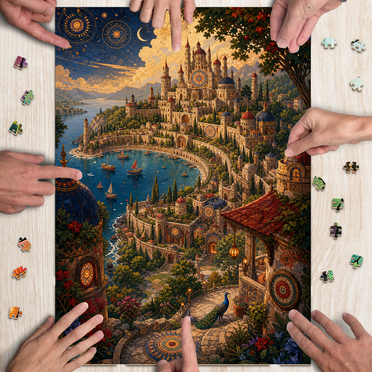 Enchanted Crescent Castle City Portrait Puzzle - puzzle product view