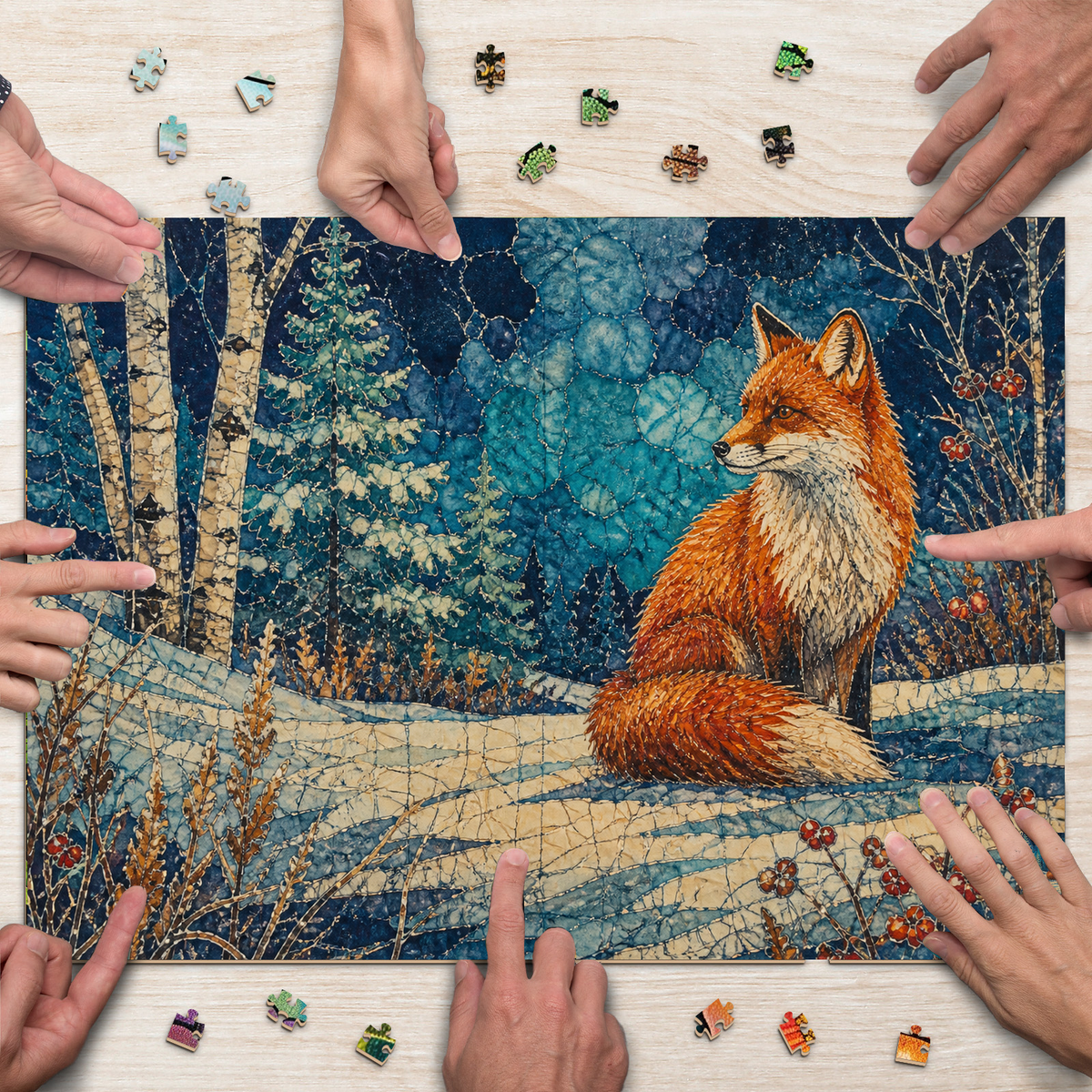 Luminous Red Fox Landscape Puzzle - puzzle product view