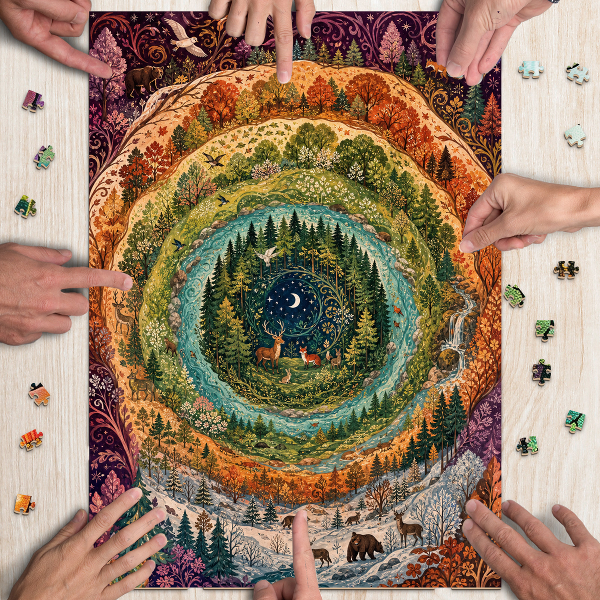 Starlit Forest Ring Pattern Portrait Puzzle - puzzle product view